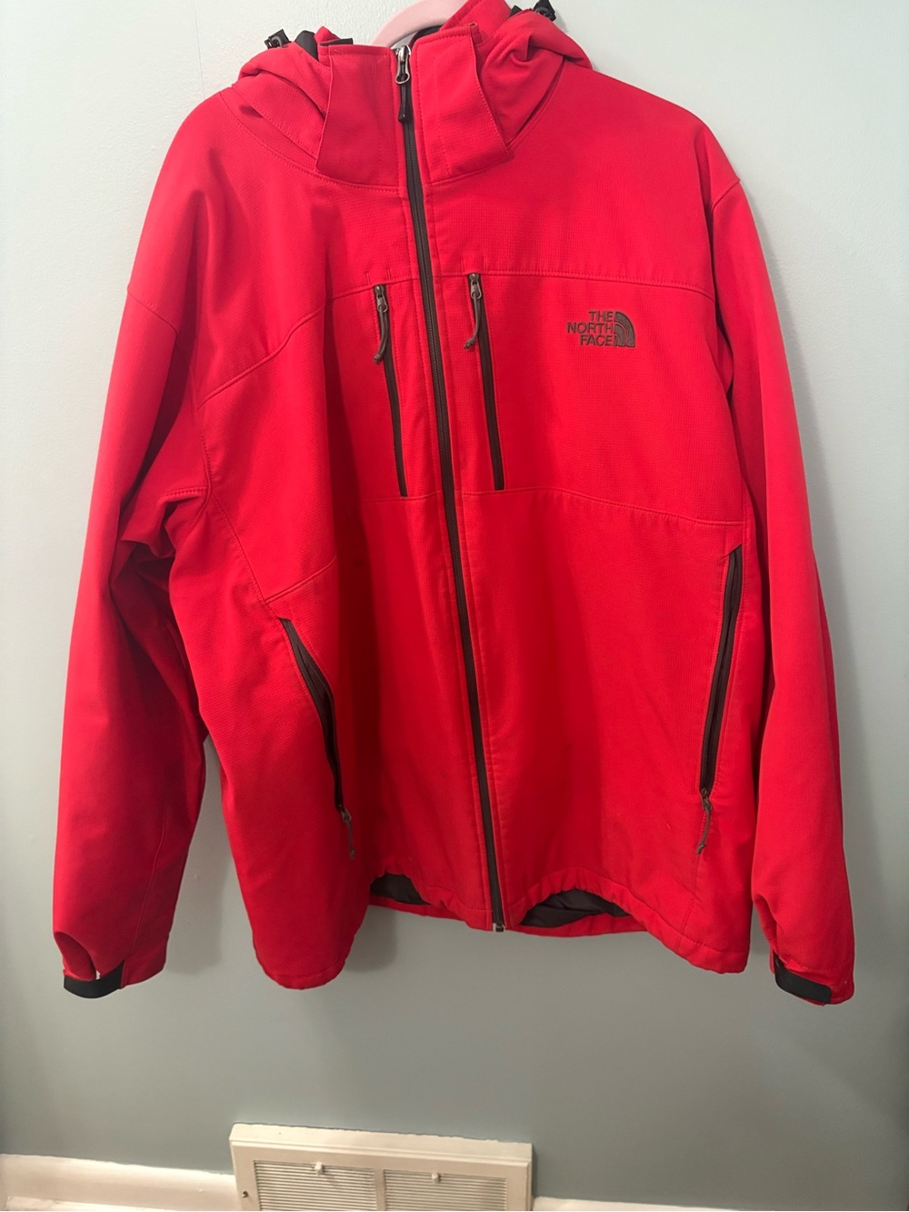The North Face Men's Bright Red Hooded Raincoat